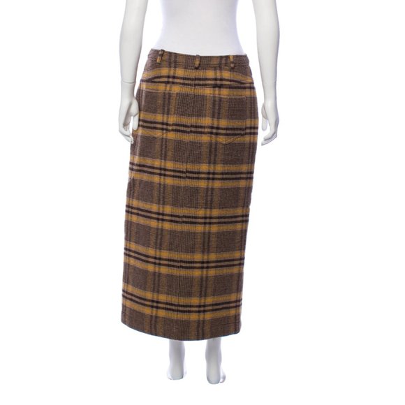 REJINA PYO Runway "Maggie" Checked Wool And Faux Leather Midi Skirt - Picture 12 of 12